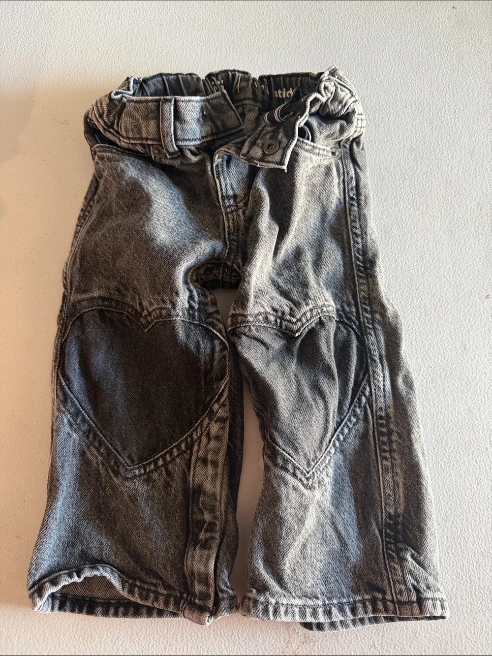 GAP Black Washed Relaxed Jeans with Heart Knee Patches
